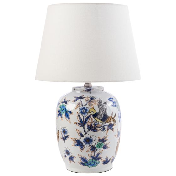 Pöytävalaisin SUNJA posliini Valkoinen/sininen