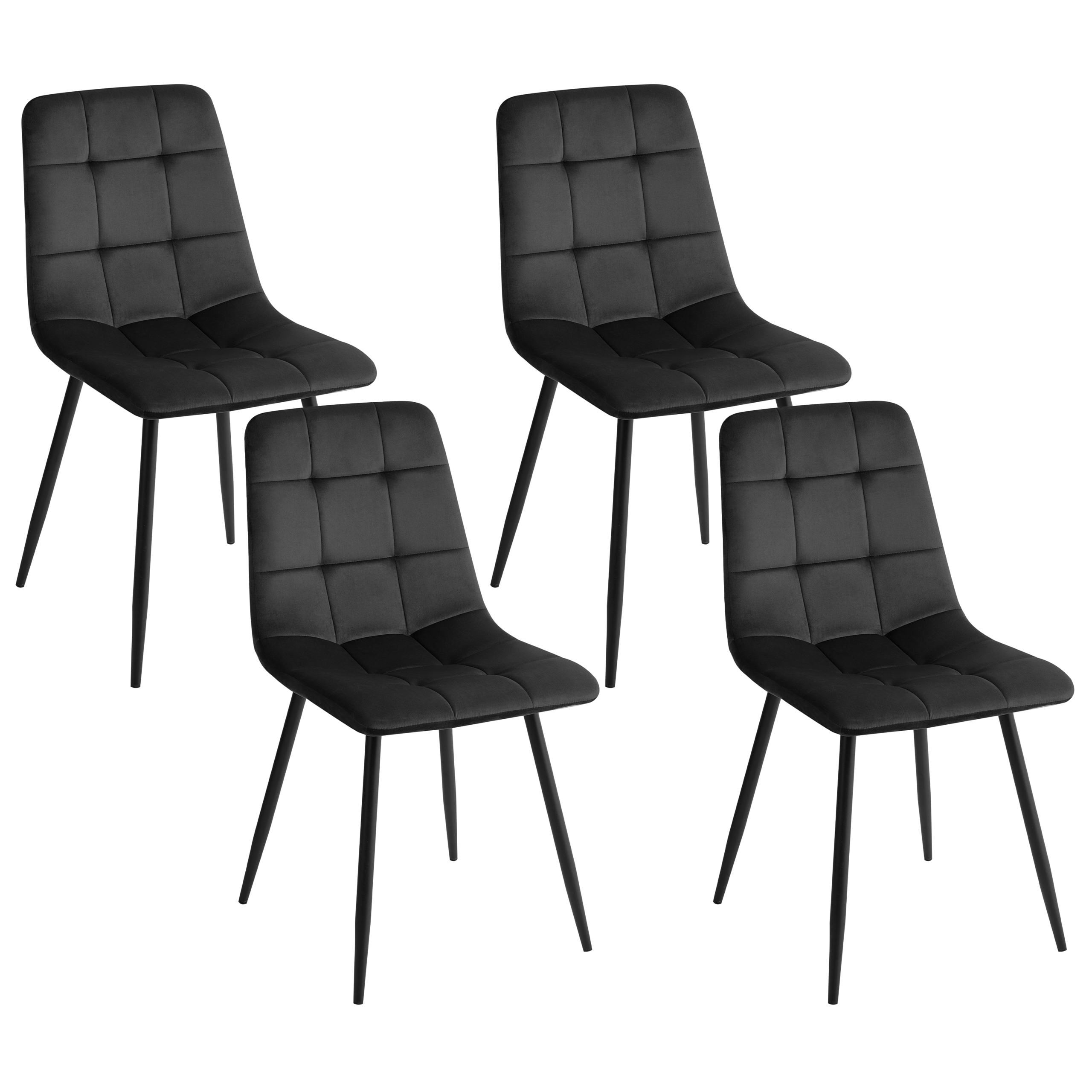 Ruokatuolisetti 4 kpl POWELL sametti Musta