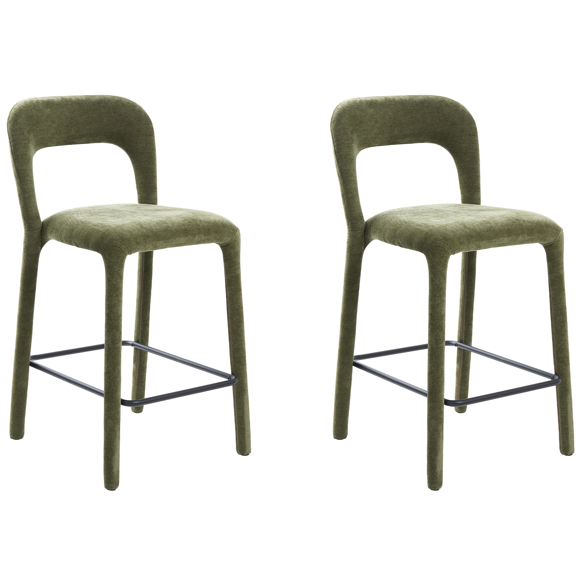 Baarituolisetti 2 kpl LAKEVILLE Chenille Vihreä