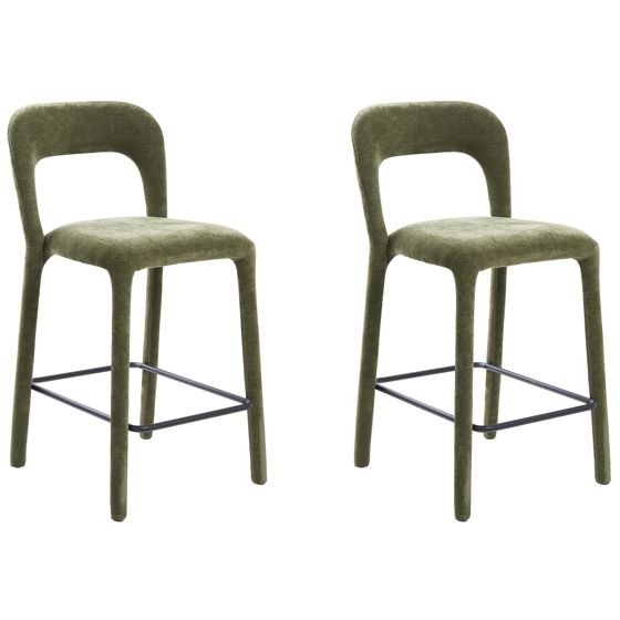 Baarituolisetti 2 kpl LAKEVILLE Chenille Vihreä