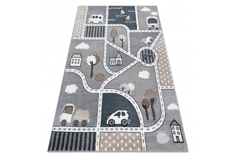 Matto FUN Strade lapsille, ulica, kaupunki harmaa 180x270 cm