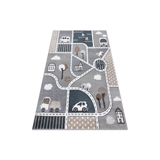 Matto FUN Strade lapsille, ulica, kaupunki harmaa 180x270 cm