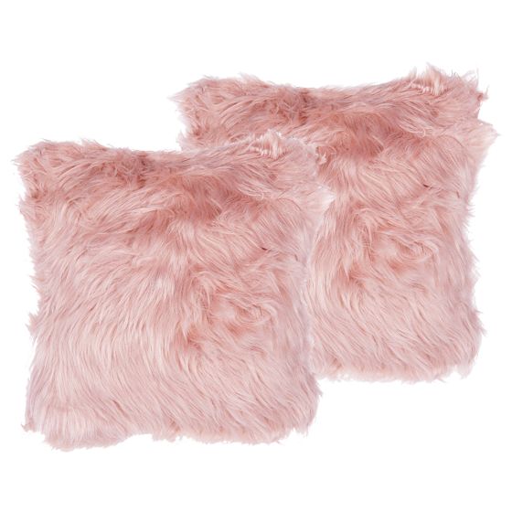 Koristetyynysetti 2 kpl LUBHA keinoturkis 42 x 42 cm Vaaleanpunainen Hillitty