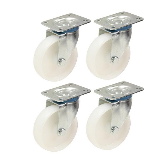 4-100mm 4" tuuman nailonpyörät - raskaan sarjan kääntyvät pyörät 150kg kukin