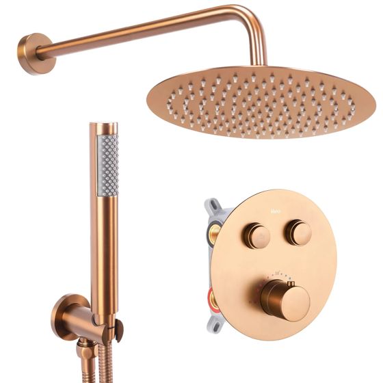REA upotettava suihkusetti LUNGO THERMOSTAT harjattu kupari, 36, 5X17X25CM