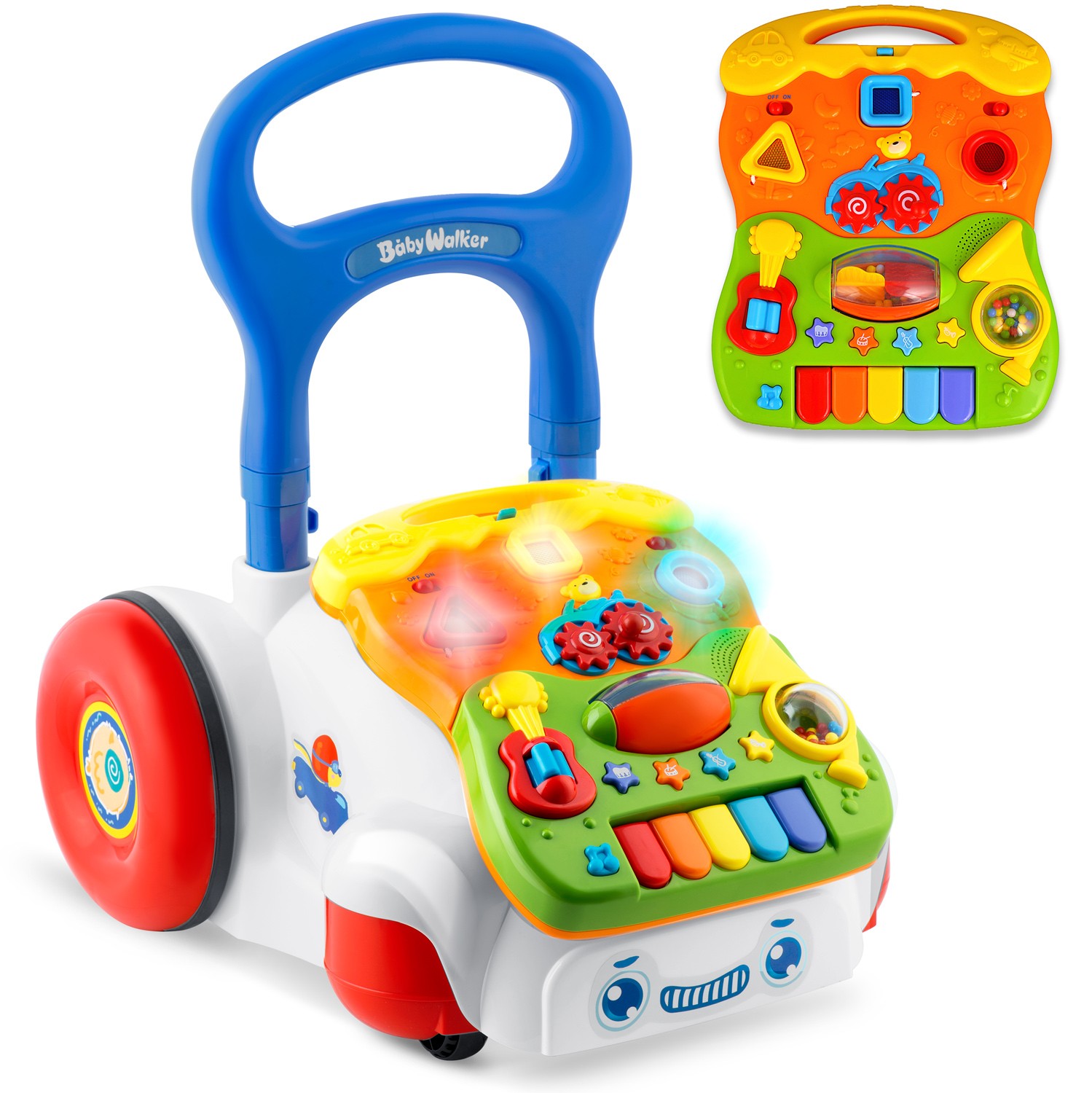 Ricokids RK-744 2-in-1 -kävelytuoli musiikilla, valkoinen