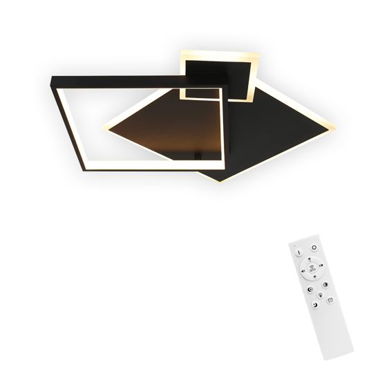 NETTLIFE LED - kattovalaisin, musta himmennettävä, 50 W, moderni muotoilu, olohuoneen valaisin Kaukosäätimellä metalli, ruokasaliin Keittiöön