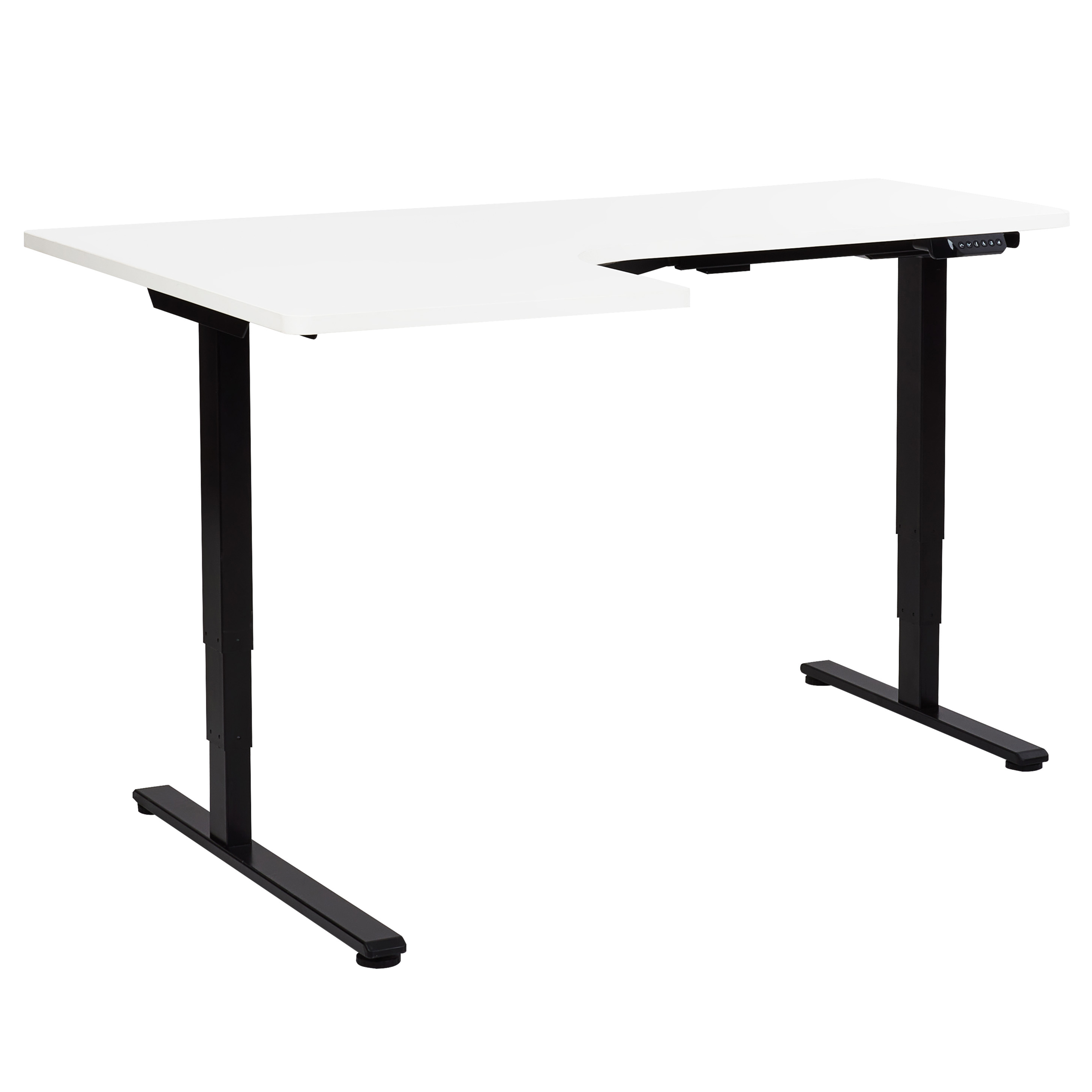 Kulmatyöpöytä sähkösäädettävä DESTINES 160 cm 109 cm Valkoinen/musta Vasen