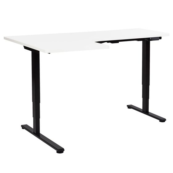 Kulmatyöpöytä sähkösäädettävä DESTINES 160 cm 109 cm Valkoinen/musta Vasen