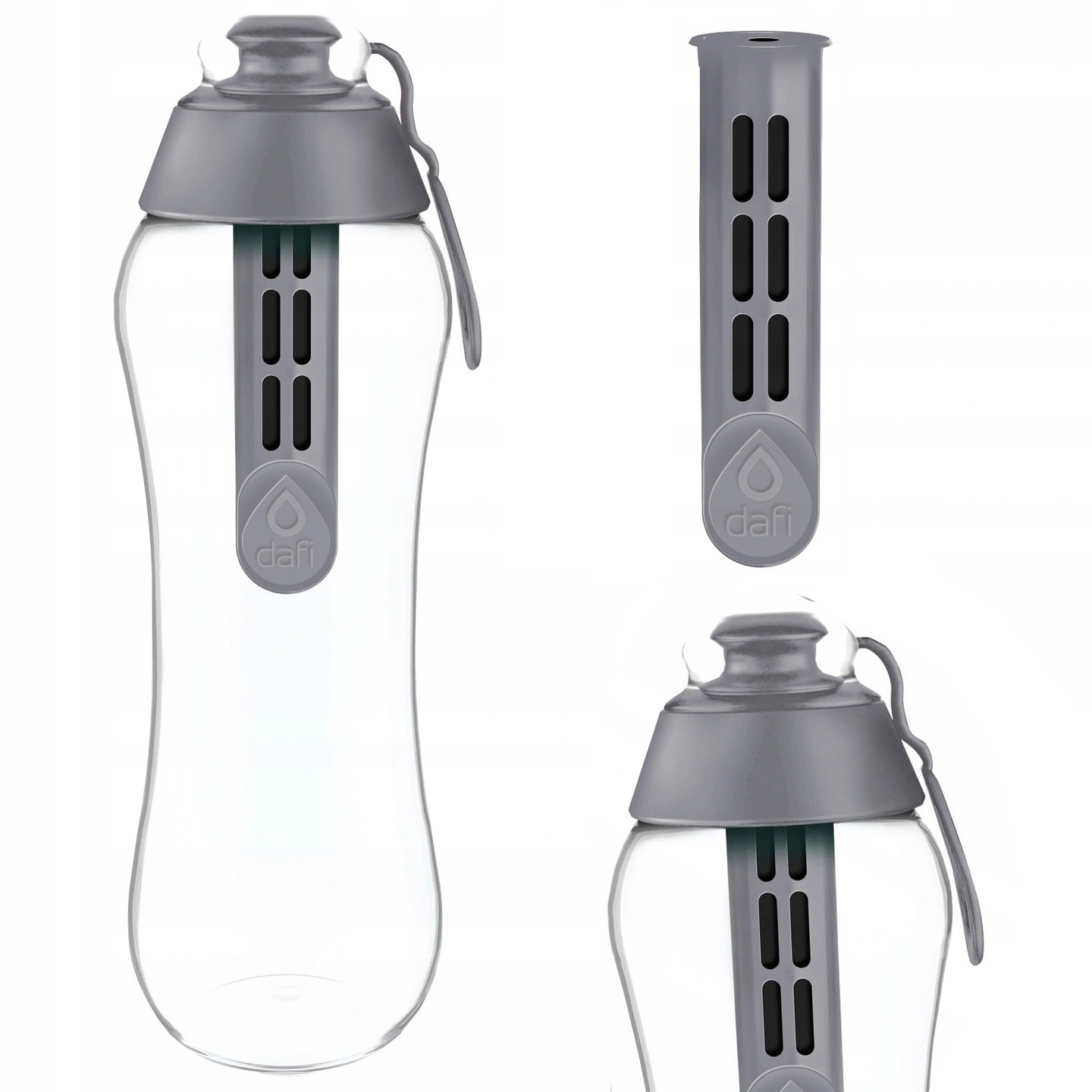 Harmaa Dafi vesisuodatinpullo 0,3l + suodatin