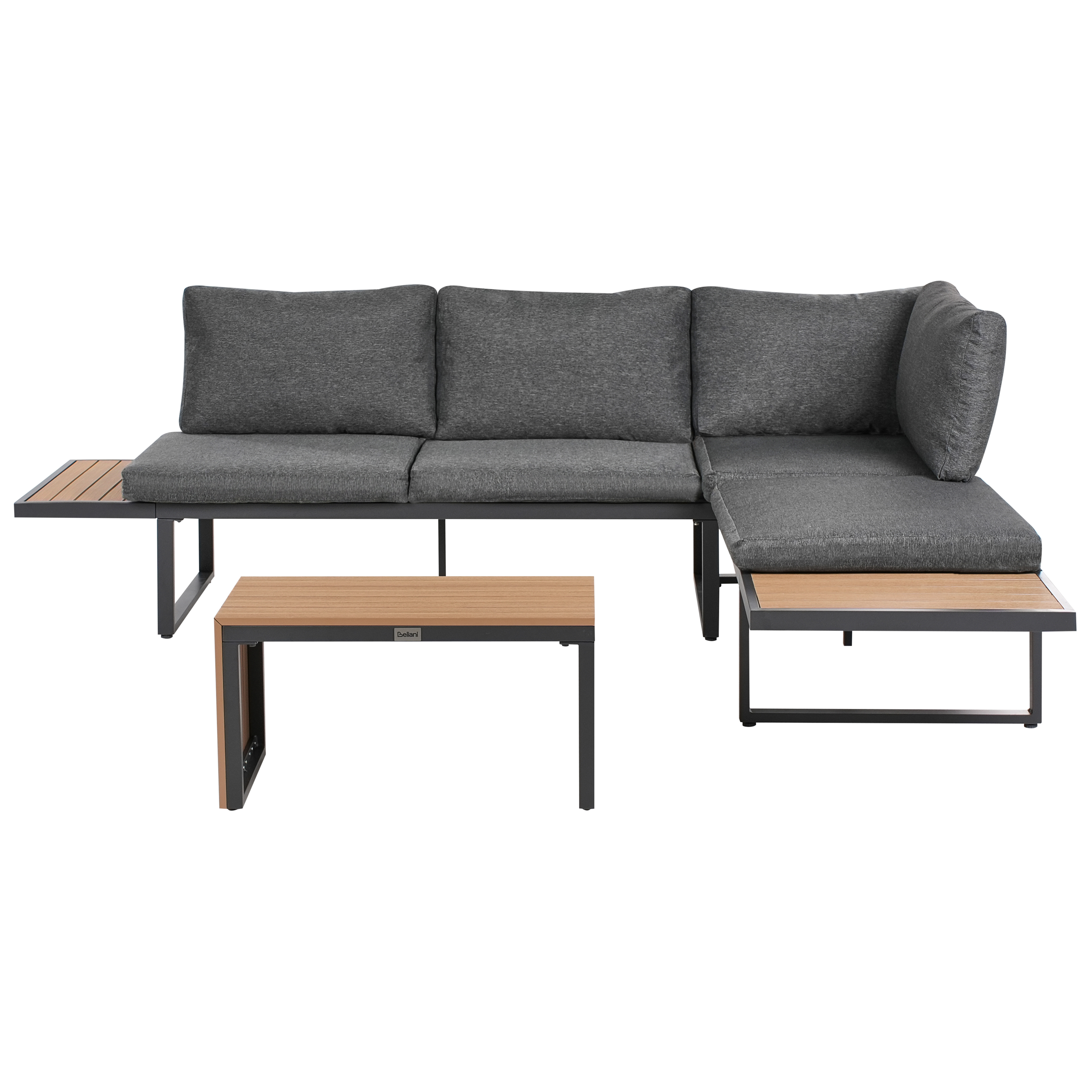 Ulkokulmasohva ja pöytä 4-istuttava PIENZA Oikea Vaaleanruskea/harmaa