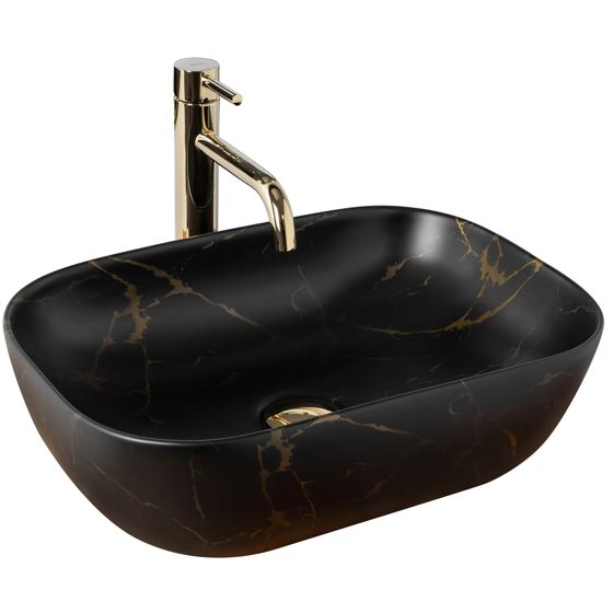 REA Malja-allas BELINDA musta marble matta, 46, 5X33, 5X13, 5CM