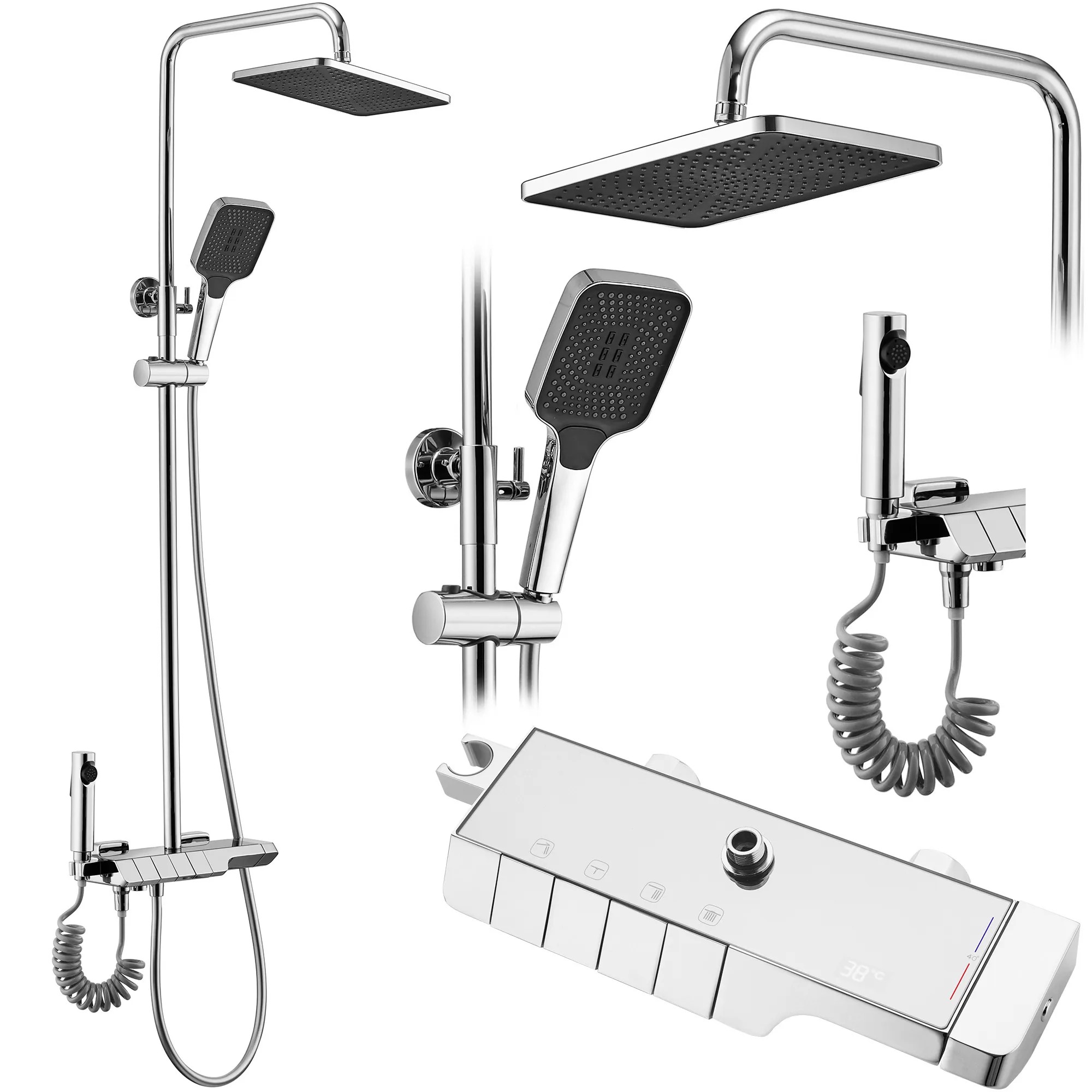 REA suihkusetti ROB THERMOSTAT kromi, 37, 5X33X115CM
