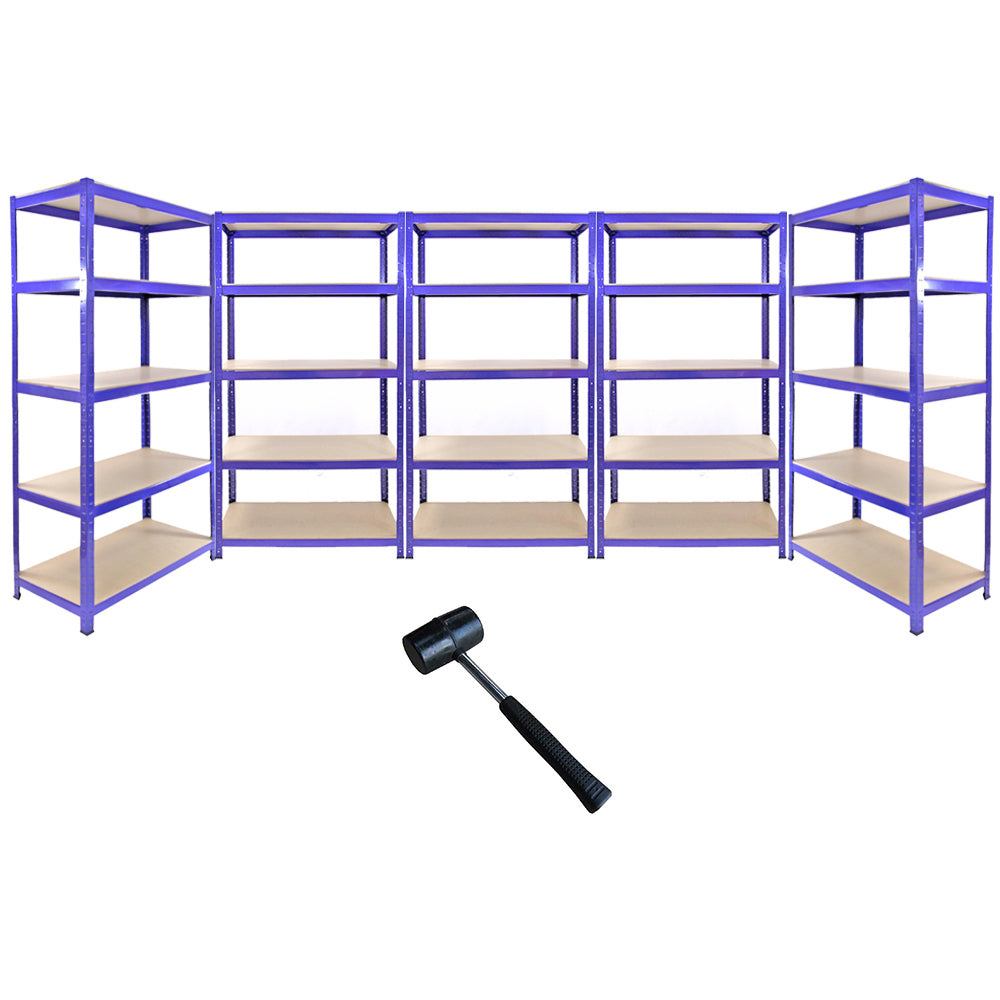 Monster Racking T-Rax -metalliset säilytyshyllyt, sininen, 90 cm leveä, 45 cm syvä, 5 kpl:n setti