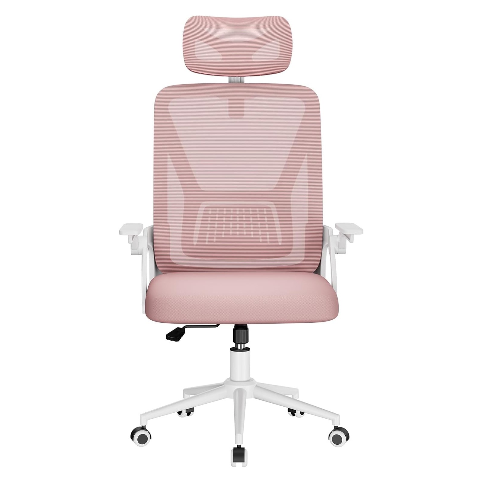 Toimistotuoli M04 ergonominen niskatuki verkkokangas taitettavat käsinojat korkeussäädettävä kotitoimistoon valkoinen vaaleanpunainen