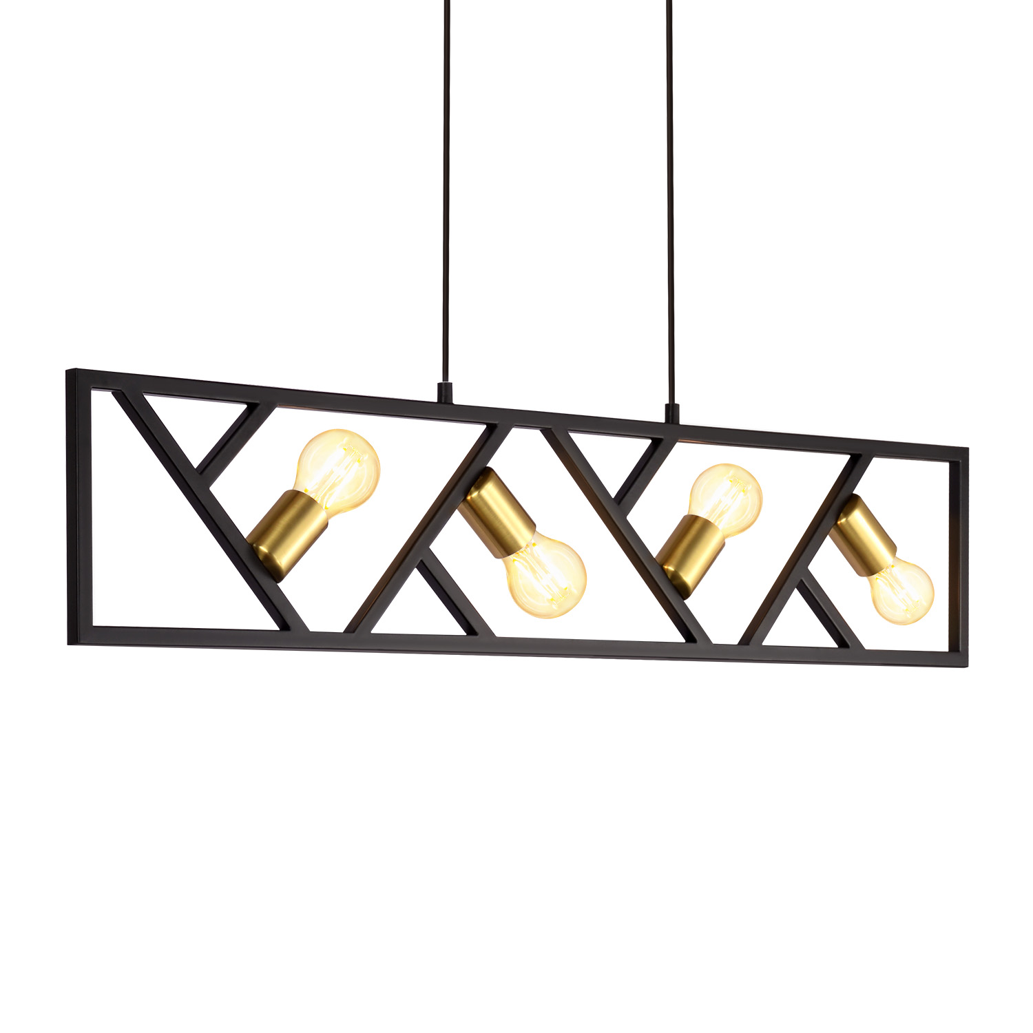 NETTLIFE Vintage mustakultainen riippuvalaisin, 4 liekkiä, E27, metalli, halkaisija 100 cm, retromainen ruokailutilan valaisin