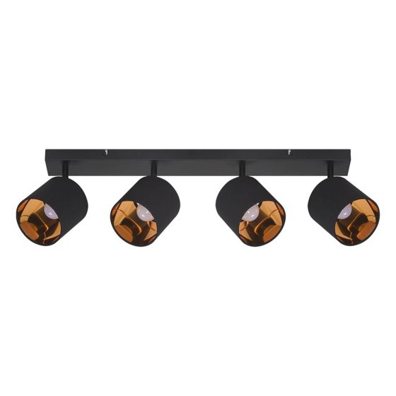 NETTLIFE 4 vintage mustaa kattokohdevalaisinta E14 350° kääntyvä MAX.25W kangasverkolla makuuhuoneeseen, käytävään, olohuoneeseen (ilman polttimoa)