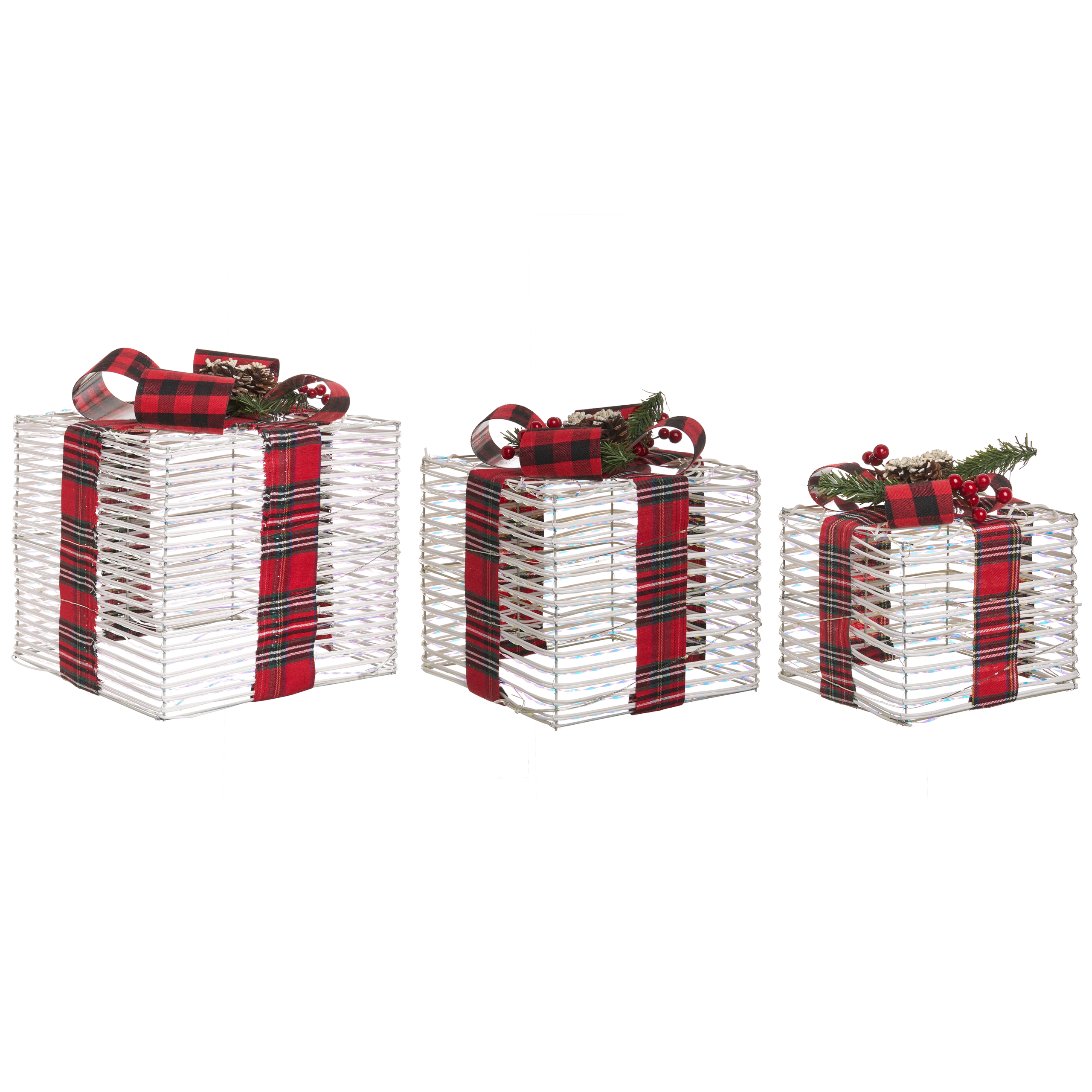 Joulukoristesetti 3 kpl LED-valo MANGEN Joululahja 20/25/35 cm Luonnonvalkoinen