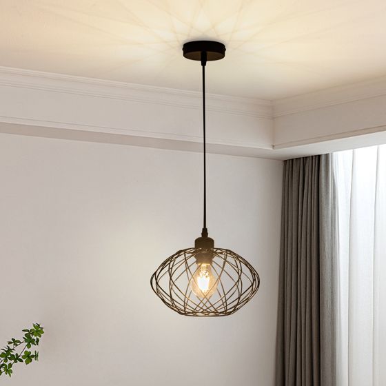 ZMH riippuvalaisin ruokailutilaan 120 cm musta - retro häkkityylinen, E27 (valonlähteellä)