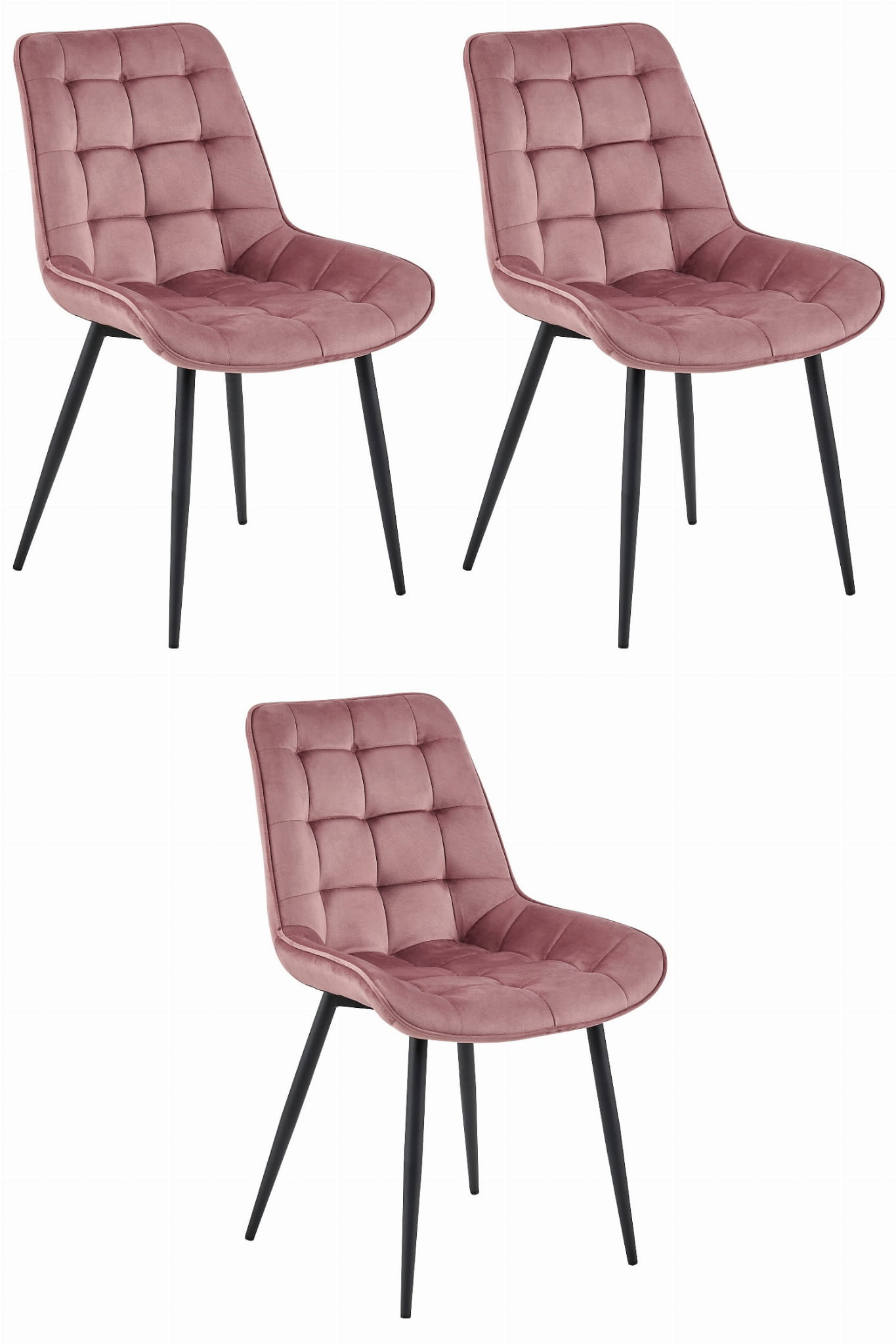 BERA-tuoli, tummanroosa sametti, mustat jalat (3 kpl)