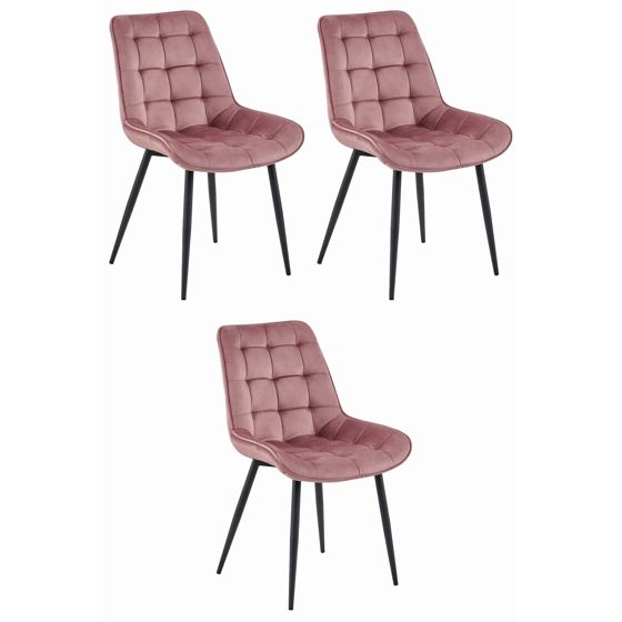 BERA-tuoli, tummanroosa sametti, mustat jalat (3 kpl)