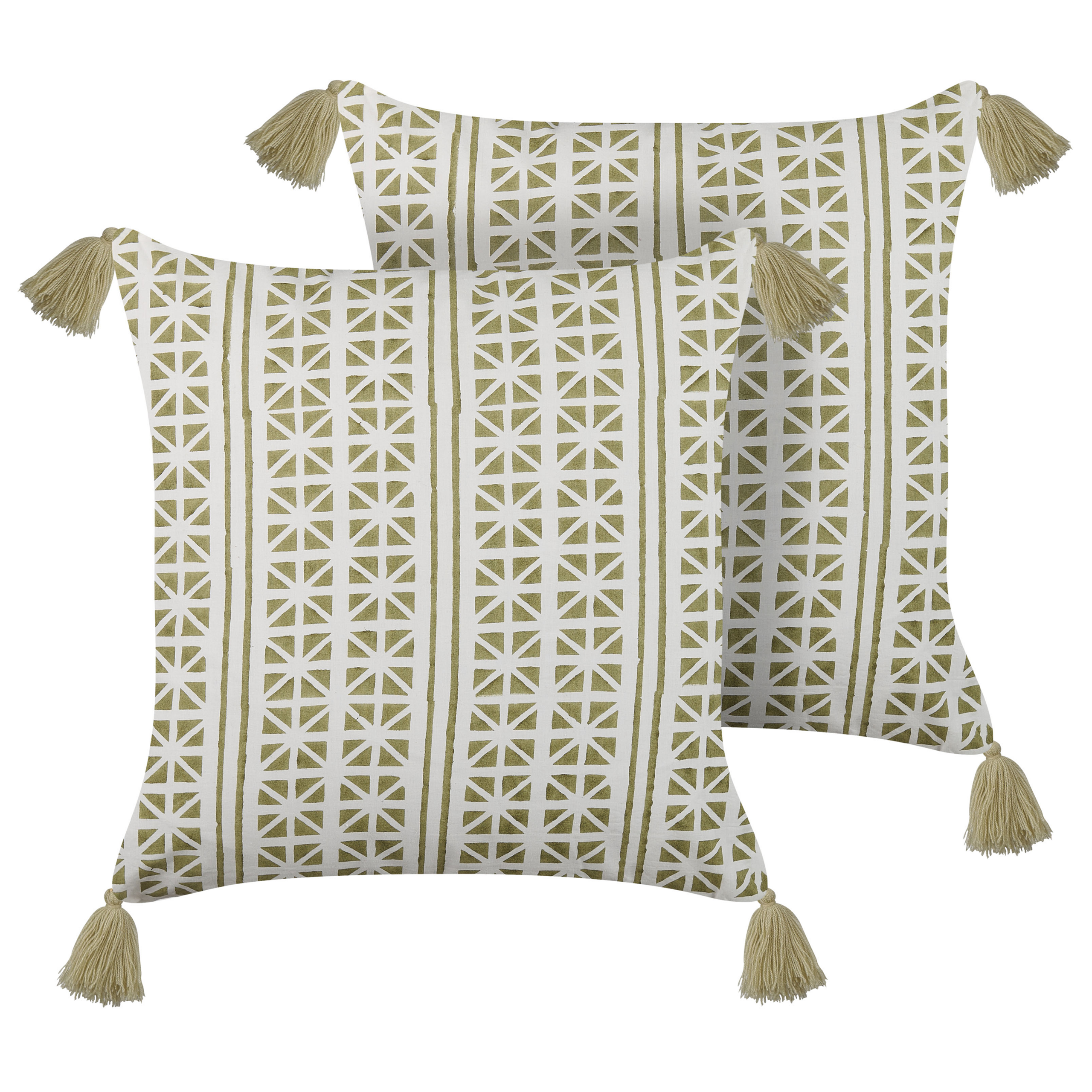 Koristetyynysetti 2 kpl SYRINGA 45 x 45 cm Puuvilla Vihreä Geometrinen kuvio