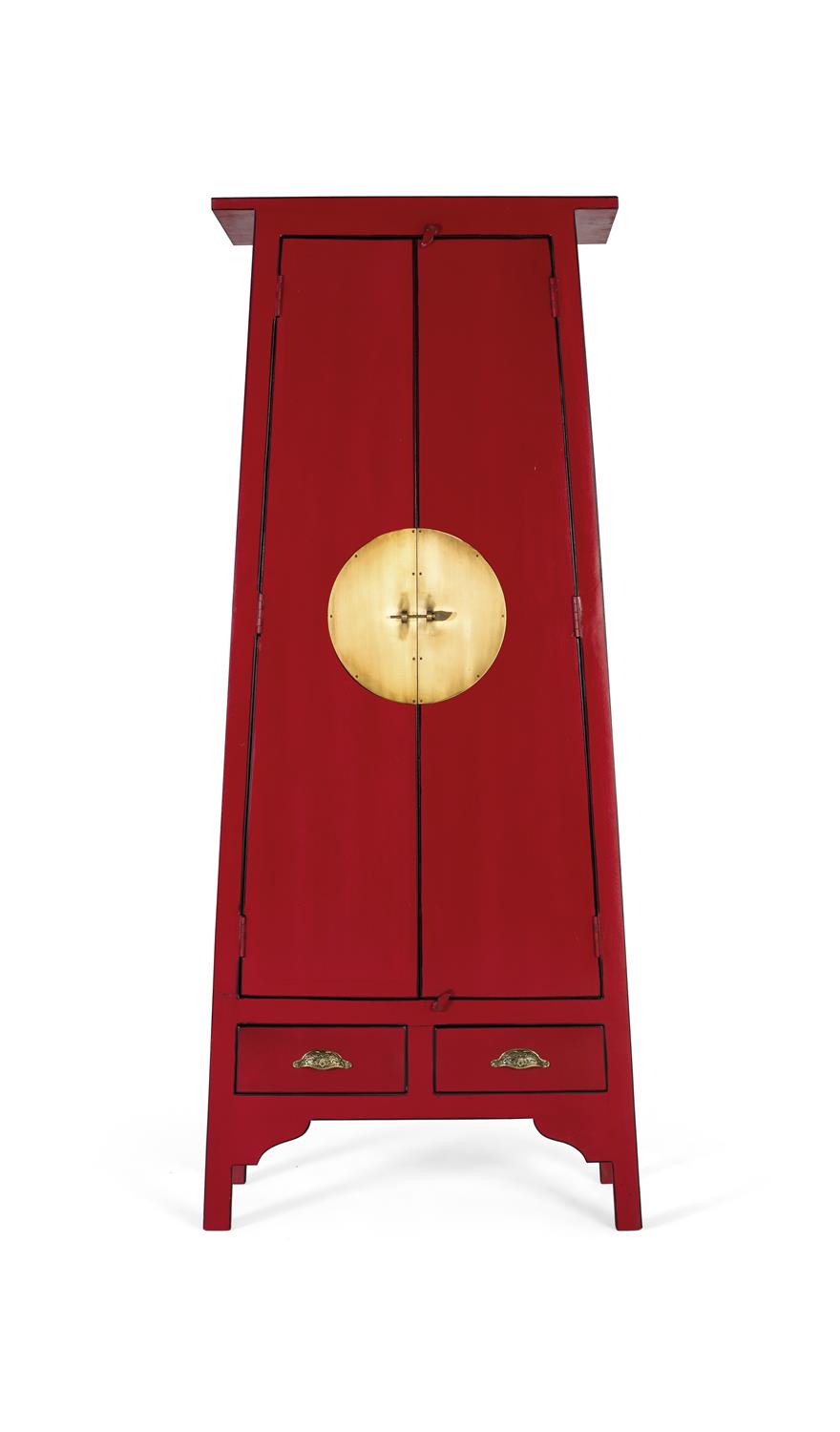 Mangopuusta valmistettu vaatekaappi, jossa on 2 ovea ja 2 laatikkoa