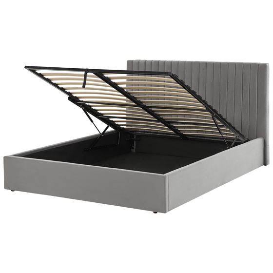 Sänky säilytystilalla sametti VION 160 x 200 cm Harmaa
