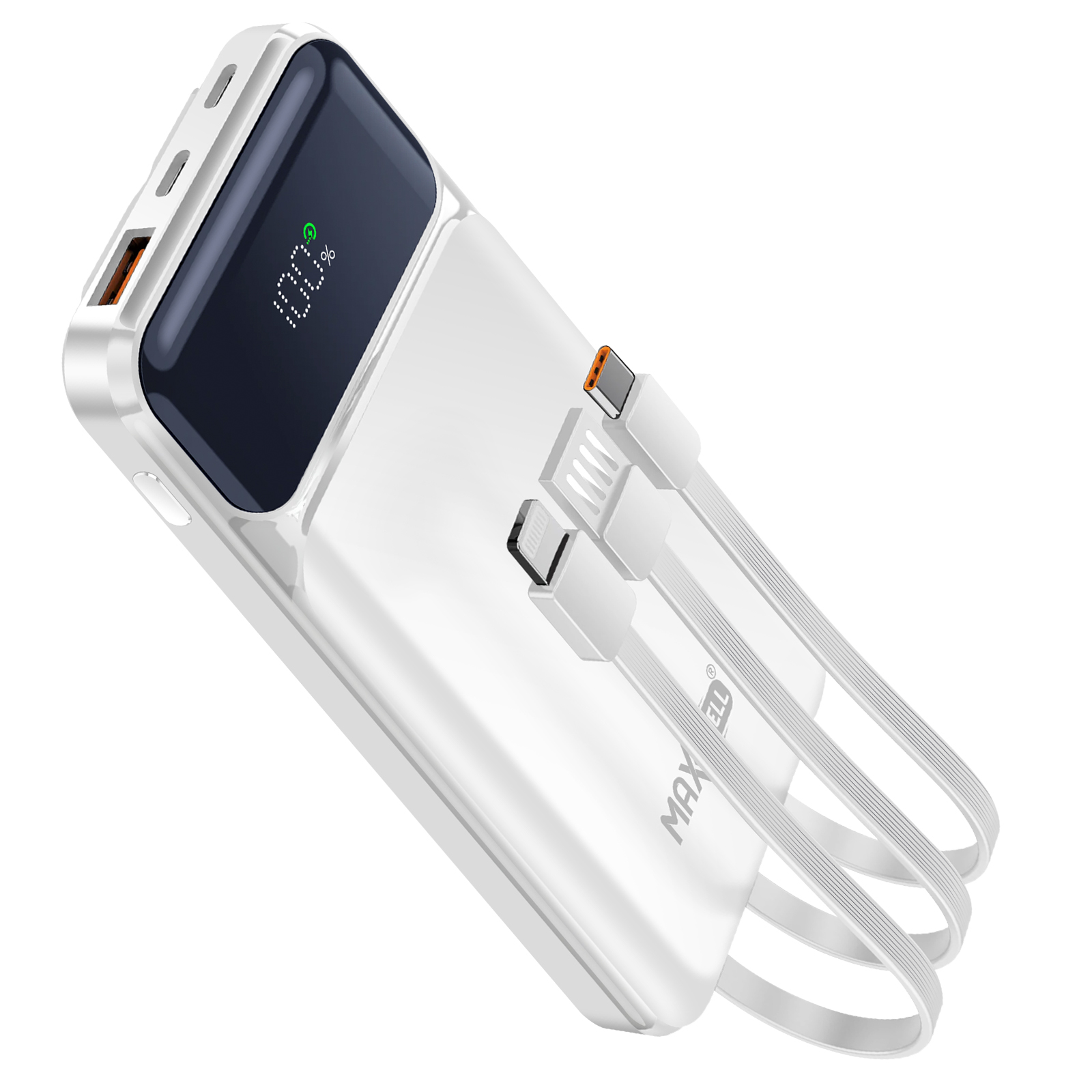 Powerbank 10000mAh USB QC 3.0 ja USB-C PD -porteilla, USB USB-C Lightning -kaapelilla