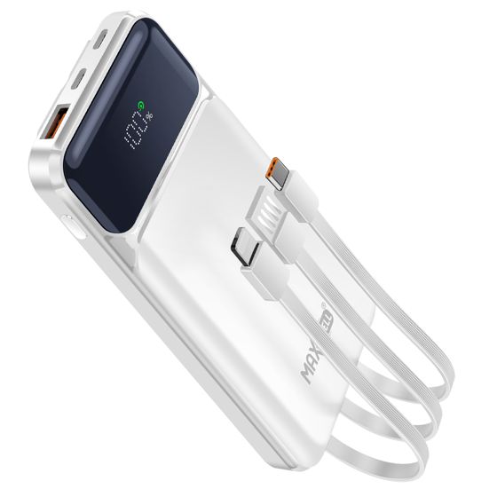 Powerbank 10000mAh USB QC 3.0 ja USB-C PD -porteilla, USB USB-C Lightning -kaapelilla