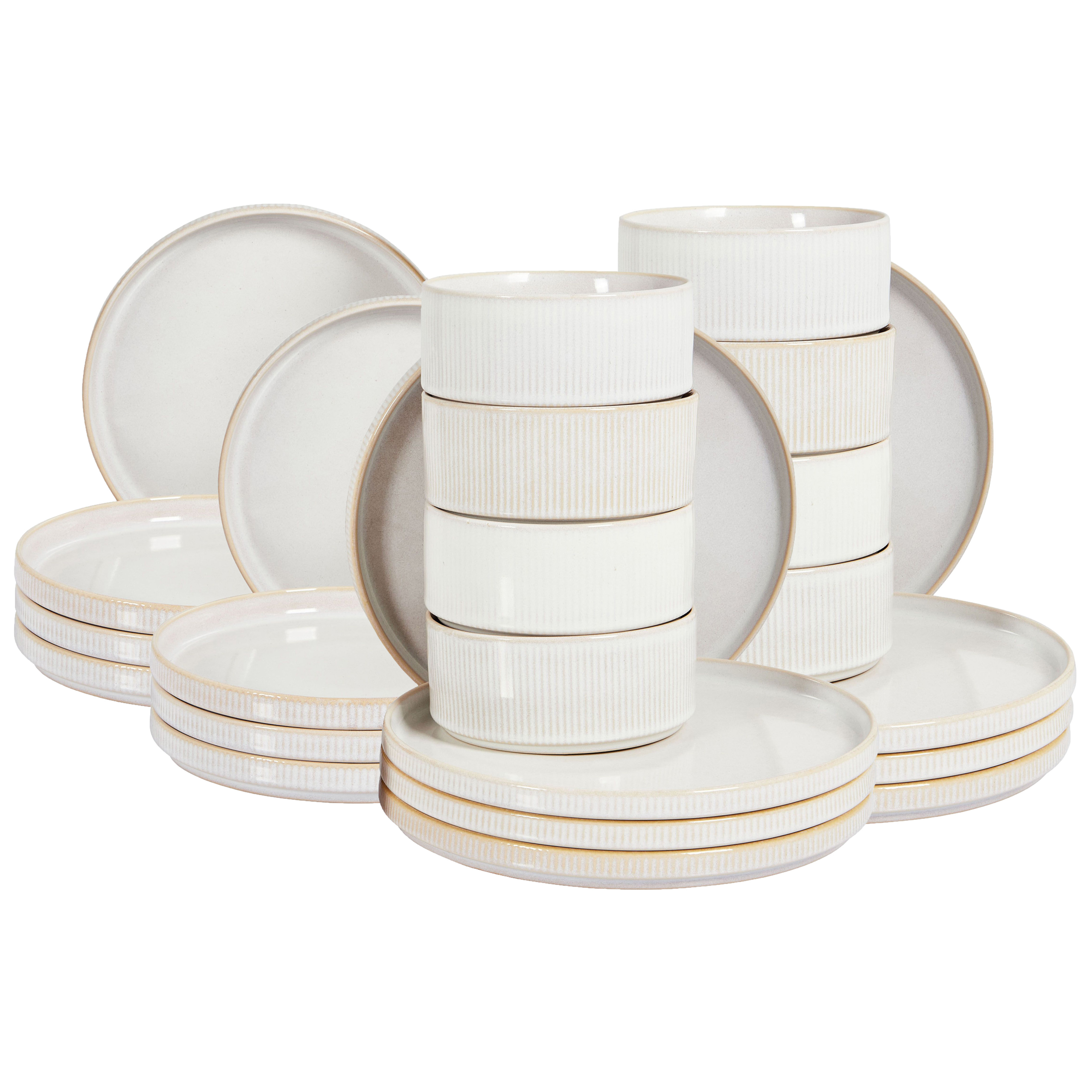 Astiasto 24 osaa SPIKENARD kivitavara Luonnonvalkoinen