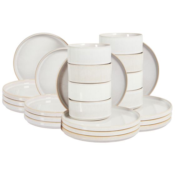 Astiasto 24 osaa SPIKENARD kivitavara Luonnonvalkoinen