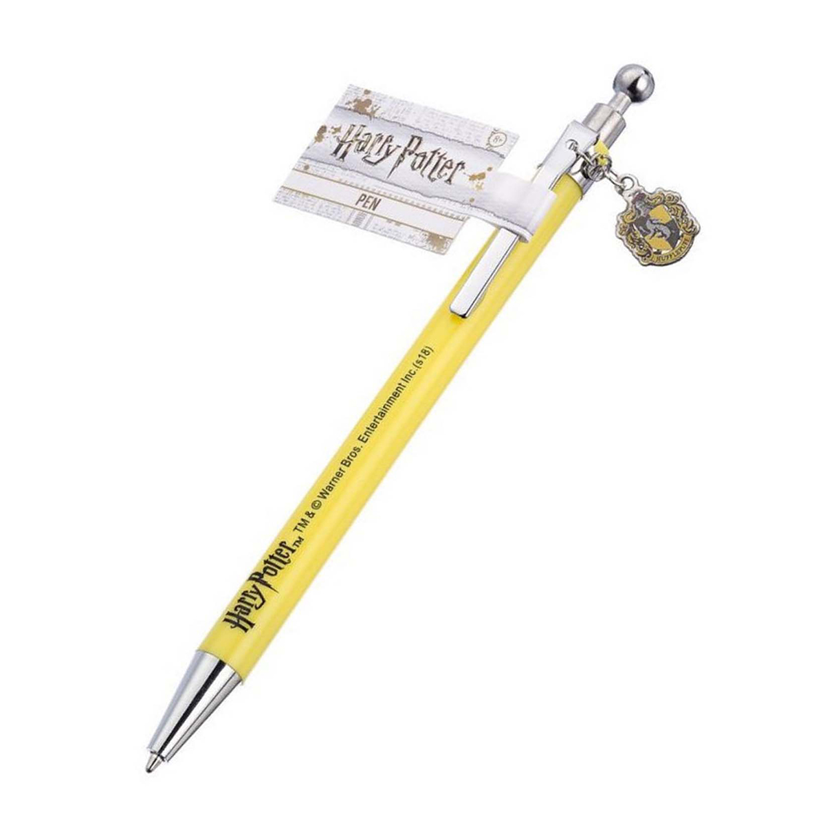 Kuulakärkikynä 14cm Puuskupuhin (Hufflepuff) Vaakuna-koristeella