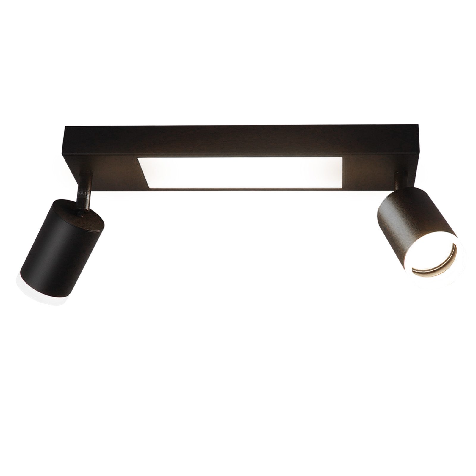 NETTLIFE Kattovalaisin 2 GU10- lamppua, makuuhuoneeseen, 3000k, 20W, keittiöön, musta, lämmin valkoinen, säädettävä, metalli