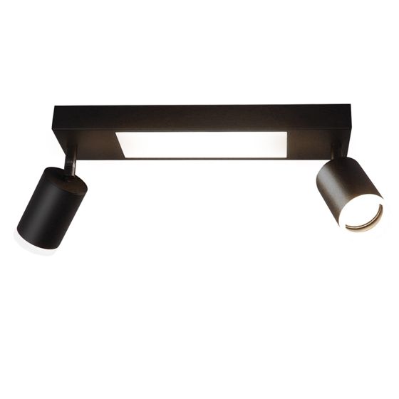 NETTLIFE Kattovalaisin 2 GU10- lamppua, makuuhuoneeseen, 3000k, 20W, keittiöön, musta, lämmin valkoinen, säädettävä, metalli