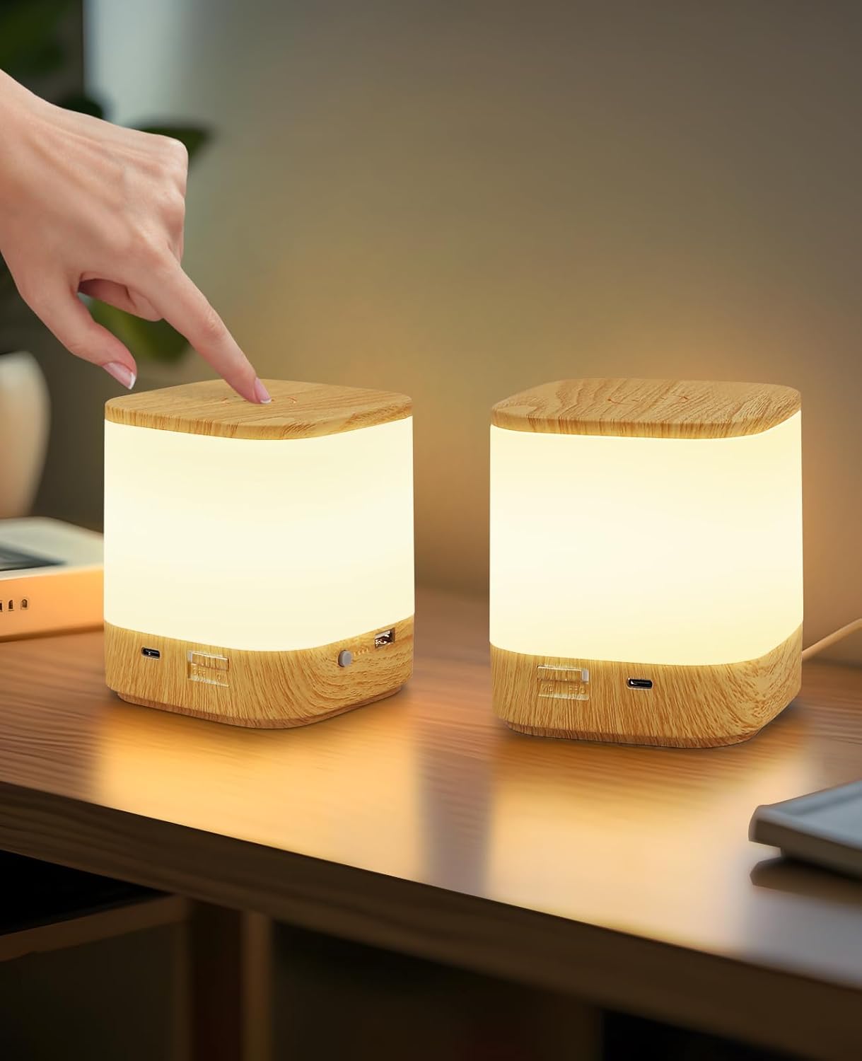ZMH 2 kpl USB-ladattavia himmennettäviä LED-pöytävalaisimia, joissa on 3 värilämpötilaa (3600mAh)