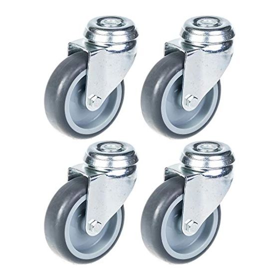 75mm 3" pyörä harmaalla kumirenkaalla, kääntyvä, 240kg kantavuus, 4 kpl:n sarja.