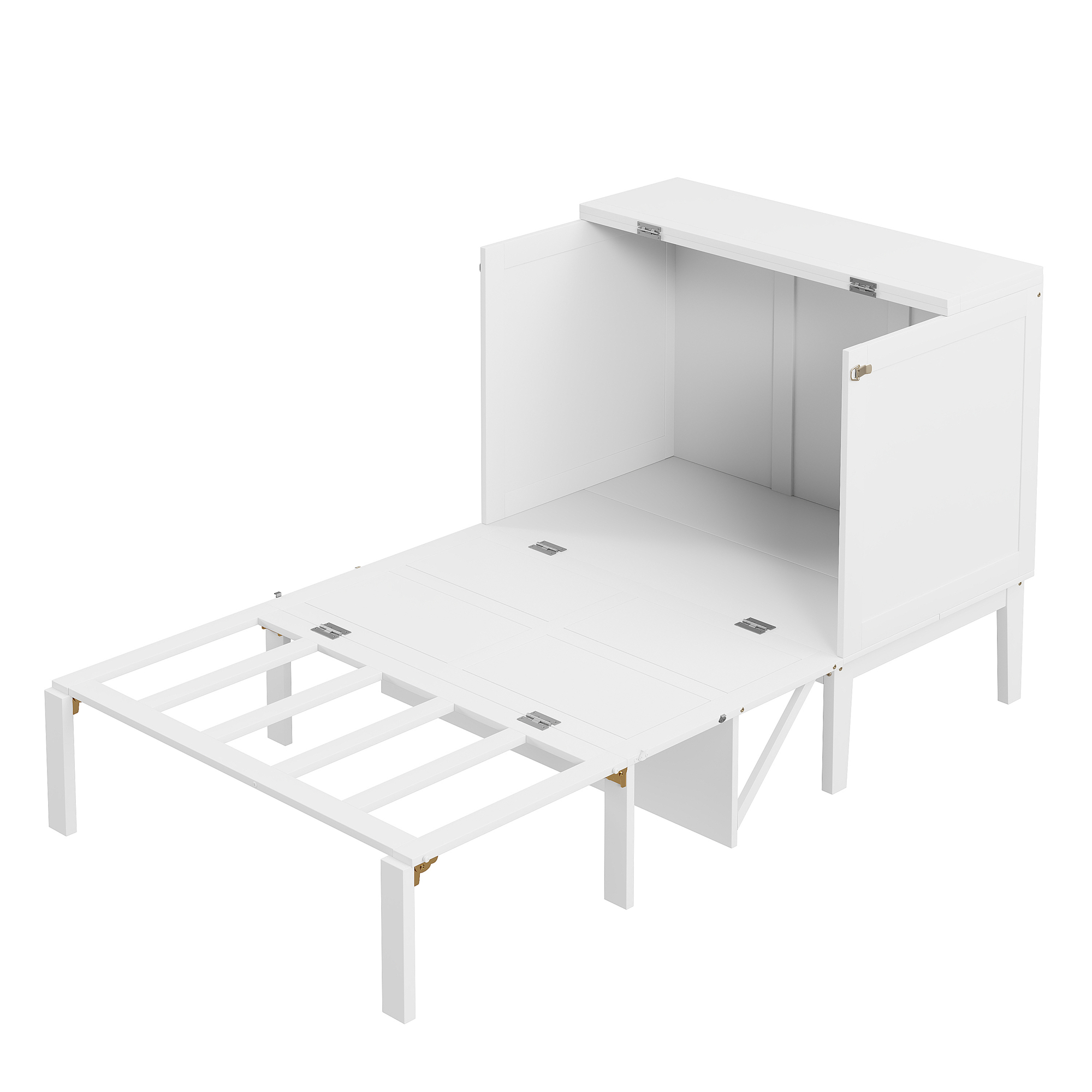 Seinäsänky 90 x 200 cm, Valkoinen Puu + MDF, Kokoontaitettava