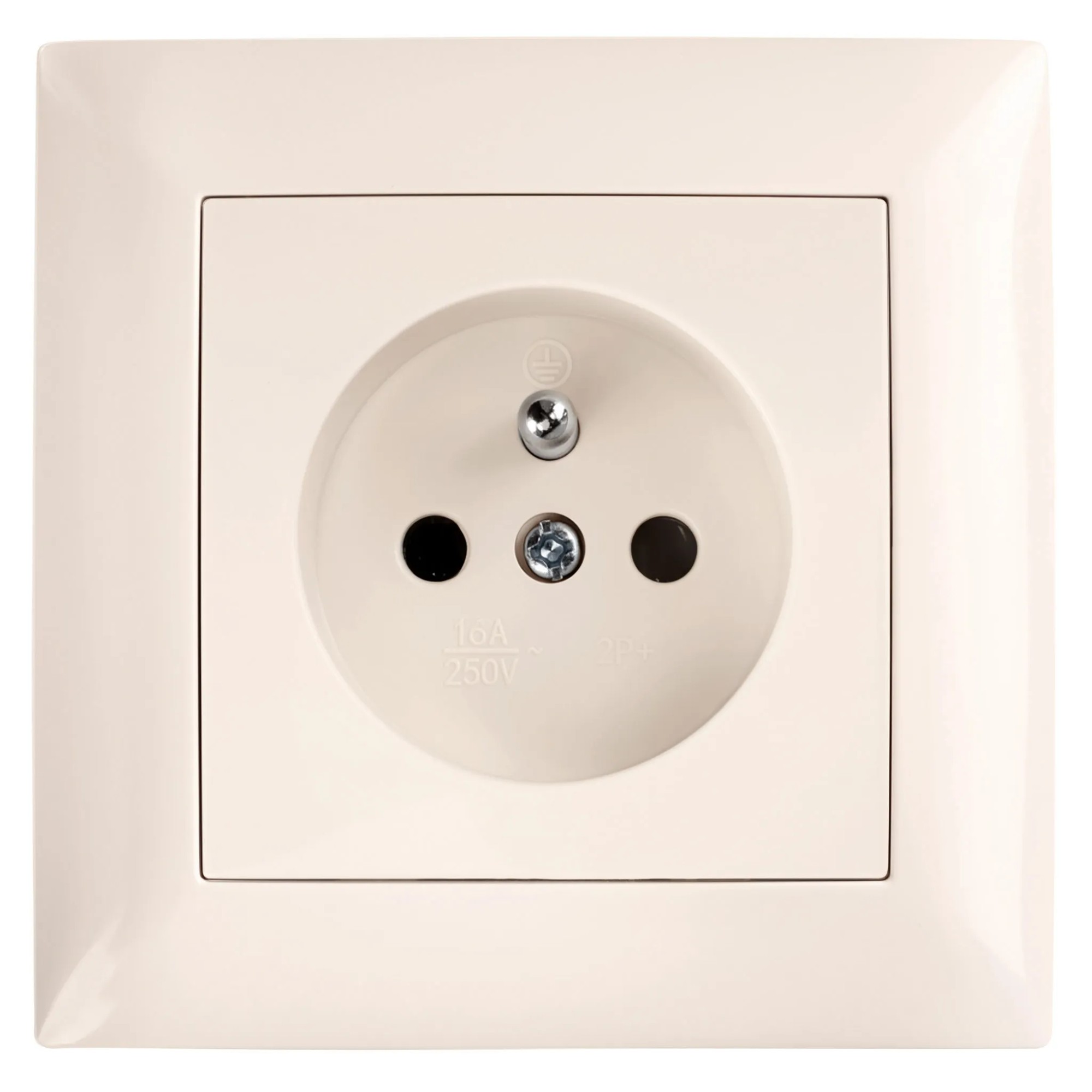 Toolight Yksiosainen maadoitettu pistorasia JNH001-G + kehys Beige 4, 3x8, 4x8, 4cm