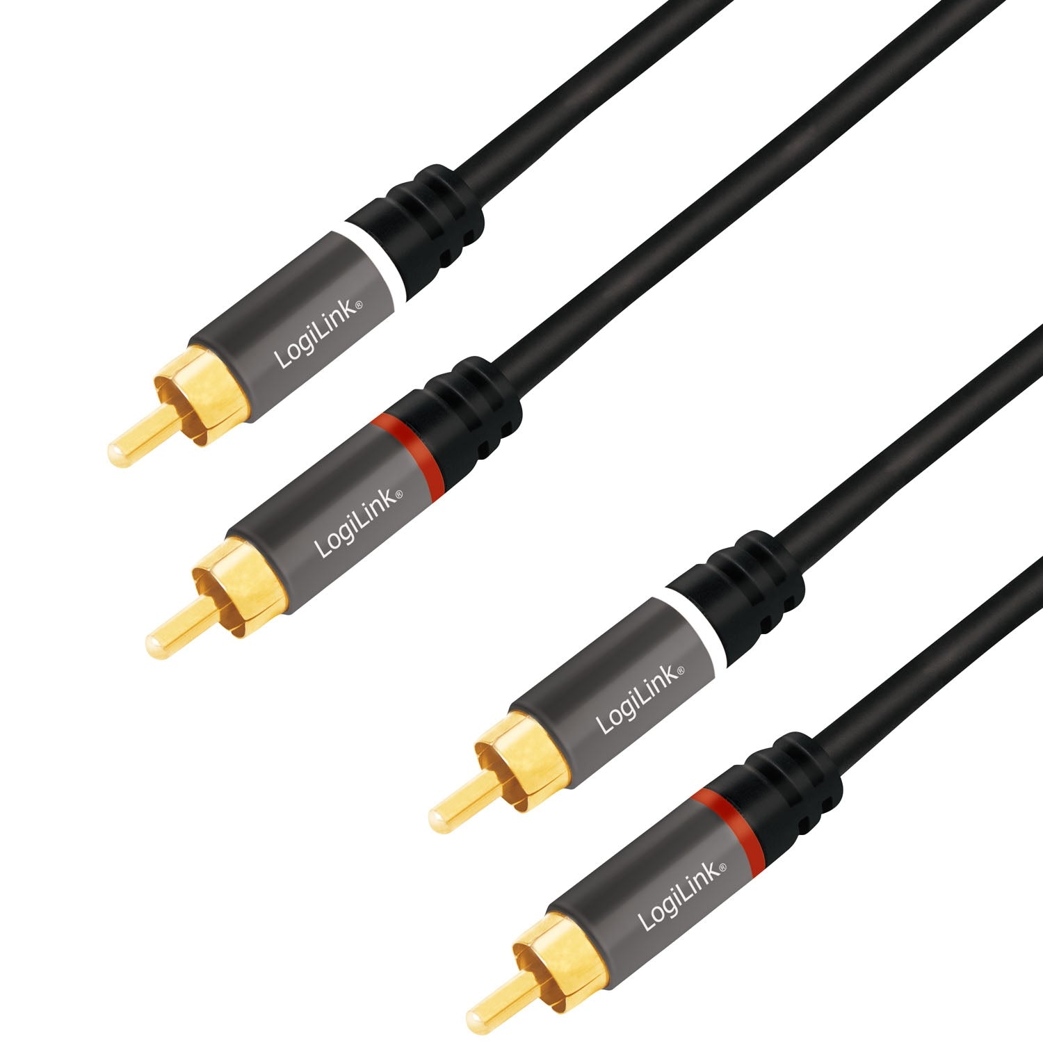 RCA-äänikaapeli, 2x RCA uros - 2x RCA uros, 0,5 m, kullattu