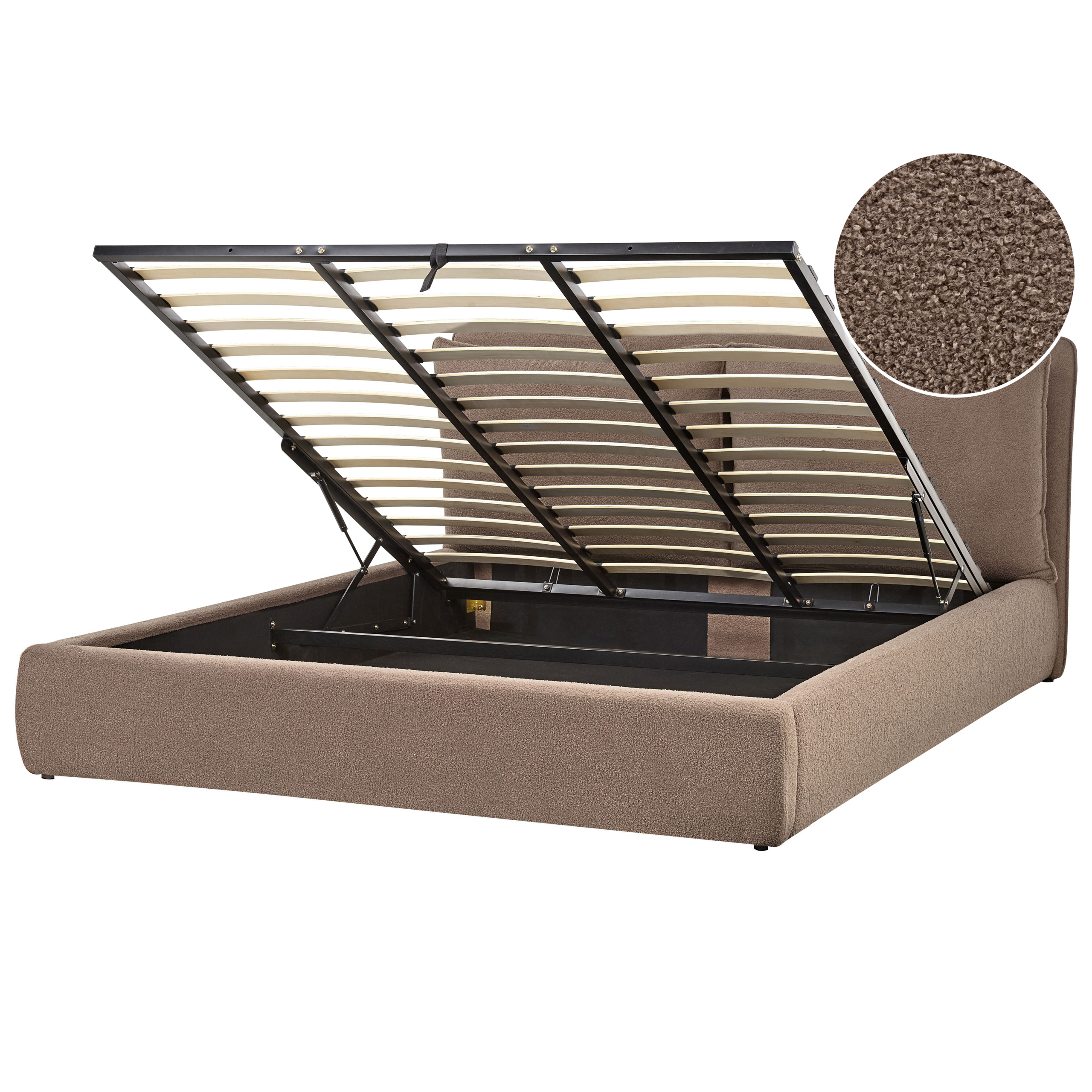 Sänky säilytystilalla buklee BAJONNA 180 x 200 cm Ruskeanharmaa