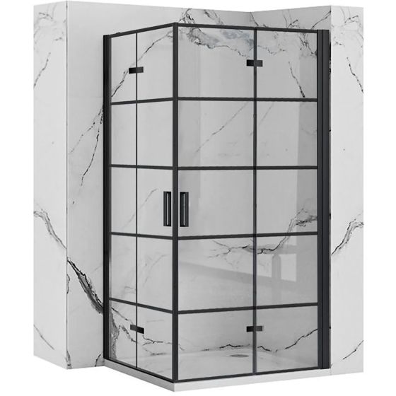 REA Suihkukaappi MOLIER DOUBLE 80X80 musta, 80X80X190CM