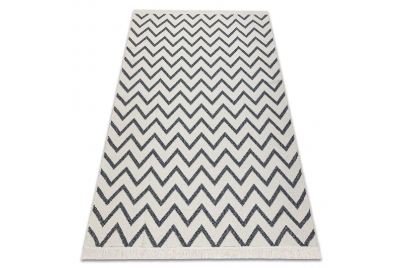 Matto TWIN 23002 ZigZag, puuvilla, kaksipuolinen, Ekologiset - antrasiitti / kermanvärinen 80x300 cm