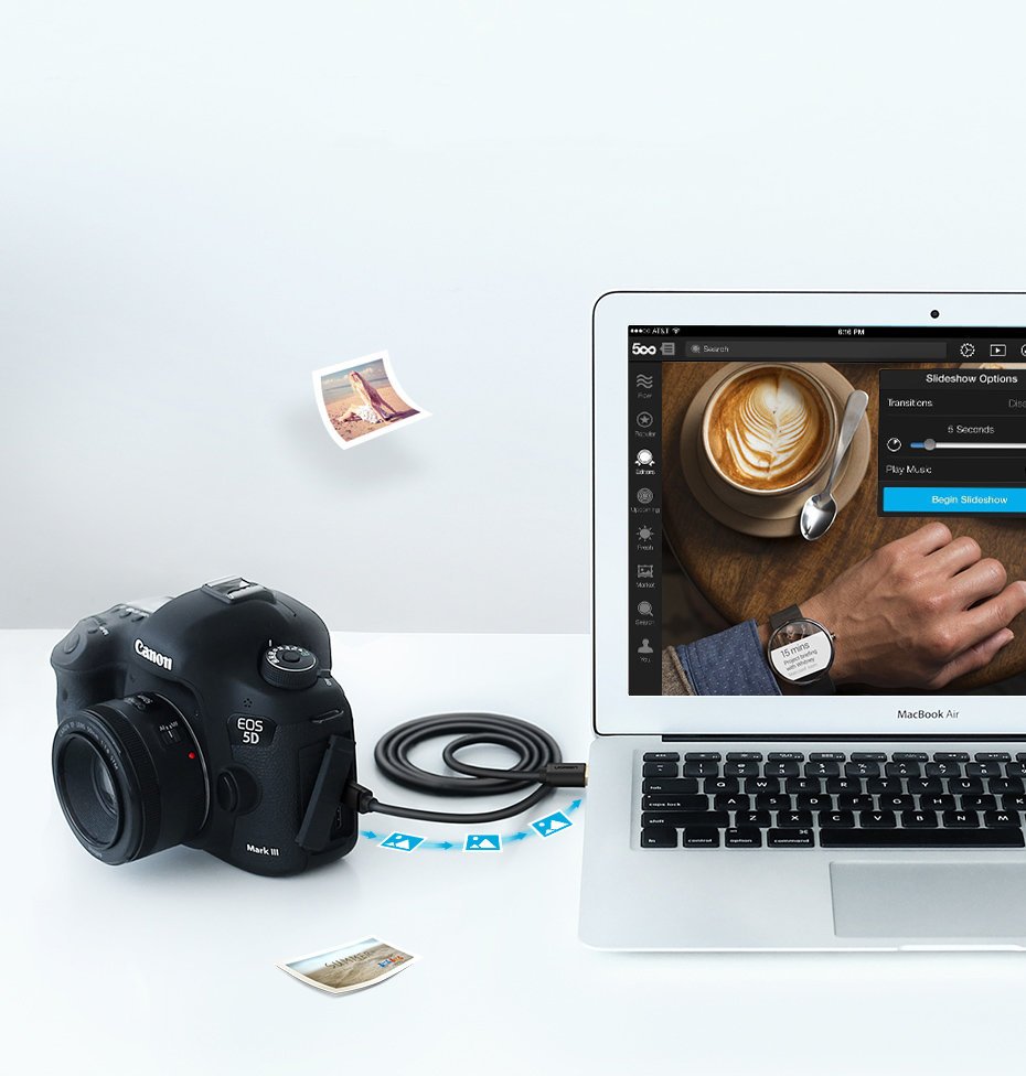 USB - miniUSB-sovitinkaapeli 480 Mbps 2m musta