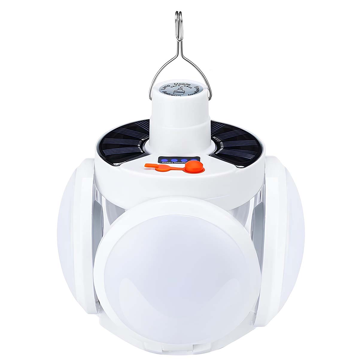 LED-lamppu 3 W sisä-/ulkokäyttöön, USB- ja aurinkolataus