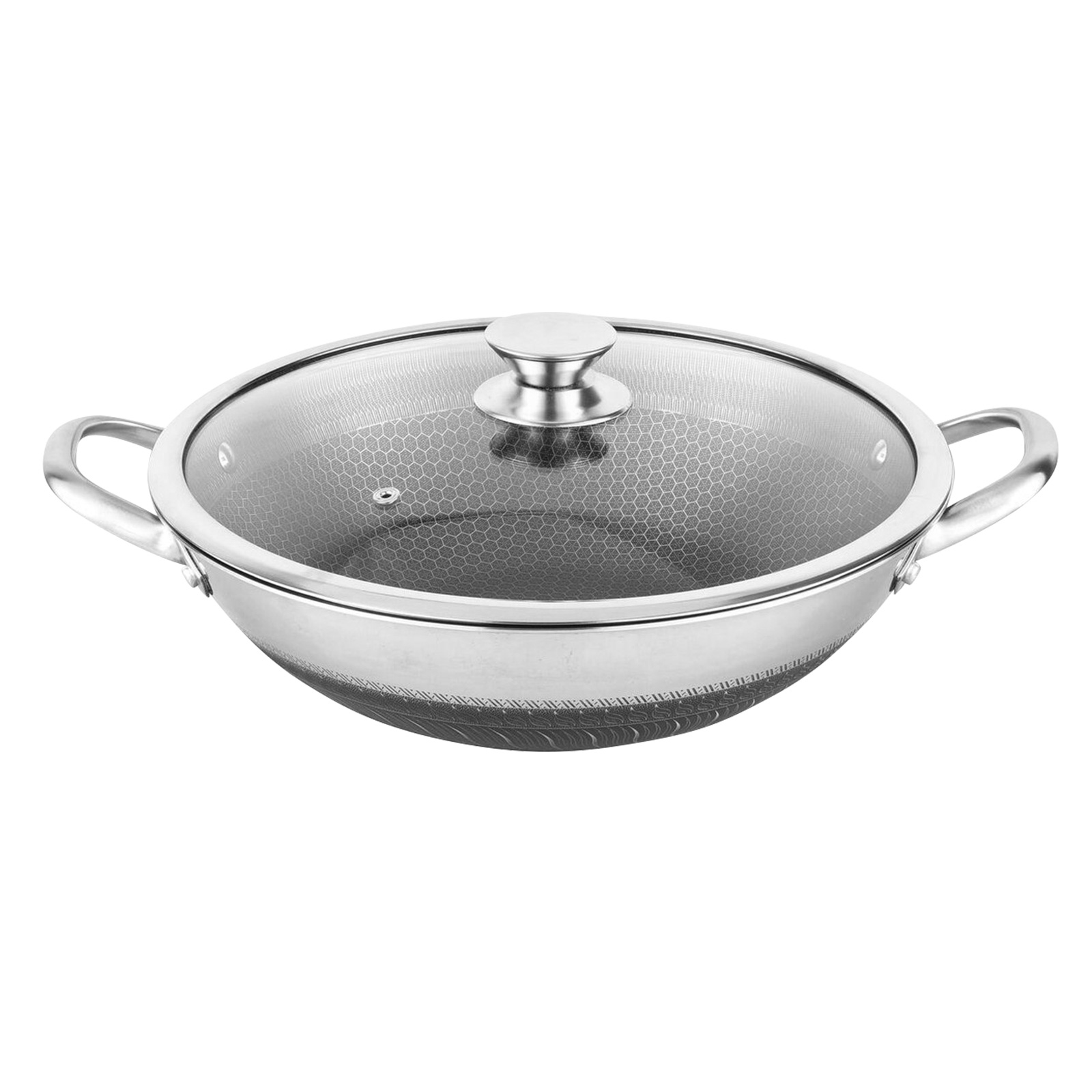 Wok 32 cm, hunajakennopinnoite ja naarmuuntumaton kansi