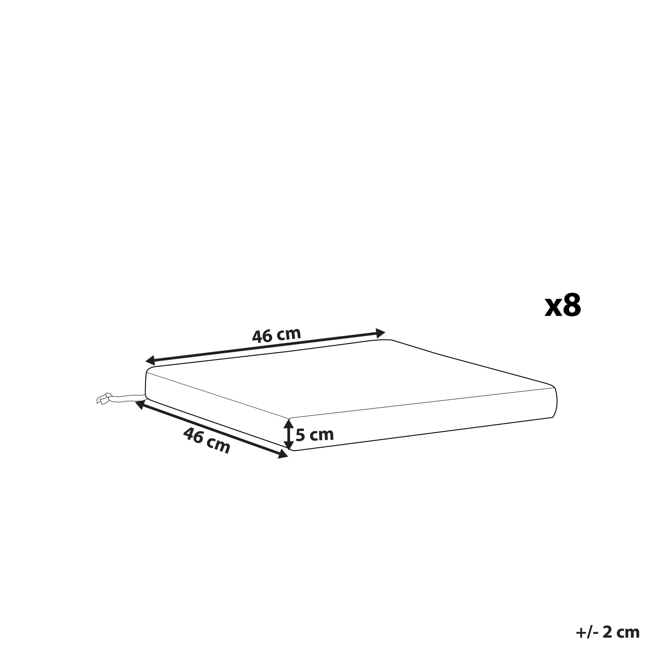 Puutarhatuolien istuintyynysetti 8 kpl SASSARI 46 x 46 cm Luonnonvalkoinen