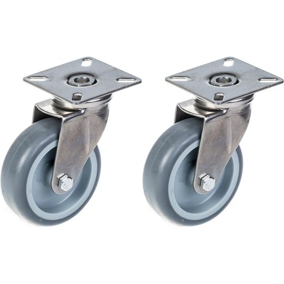 75mm 3" ruostumattomasta teräksestä valmistettu harmaa kumirosteri, kääntyvä, 120kg, 2 kpl:n setti