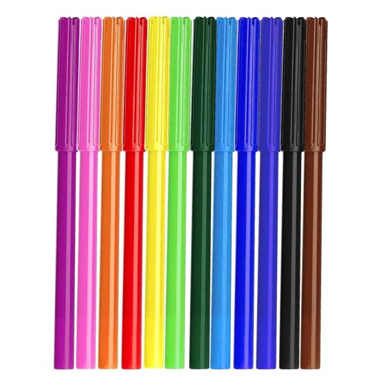 12 Huopakynän Setti Hienolla 2mm Kärjellä Väritykseen / Piirustukseen / Kirjoittamiseen