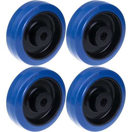160mm 6" pyörä sininen kumi nailon keskellä ruostumattomalla laakerilla 1400kg, 4 kpl:n sarja.